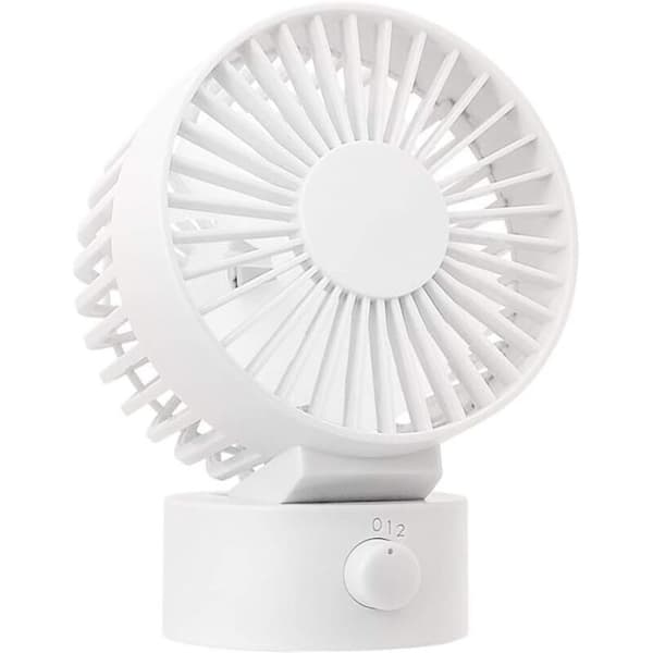 Mini USB Bordventilator - Stille Drift - Kraftfuld og Stille Luftstrøm - Dimensioner: 102 x 79 x 138 mm - Hvid