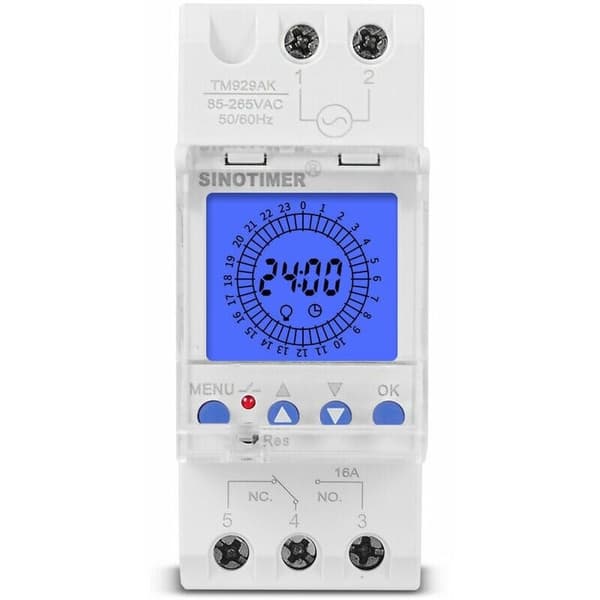 24-timmars digital LCD-display, elektronisk klocka, 85-265V, DIN-skenemonterad, programmerbar smart analog timer med 15-minutersintervall - 30A