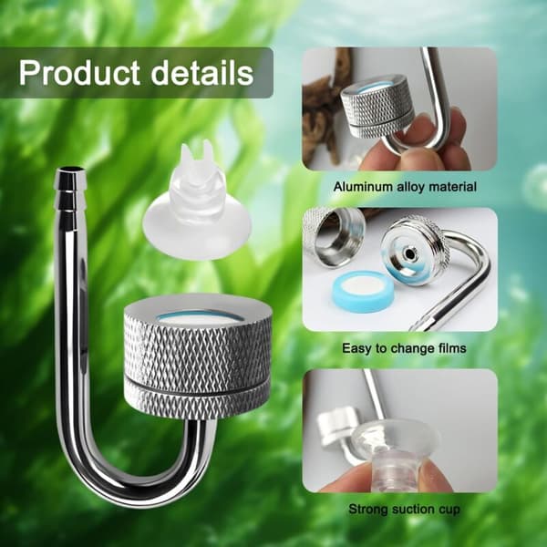 Koldioxiddiffusor, CO2-diffusor för akvarier, lämplig för akvarier, levereras med sugkopp