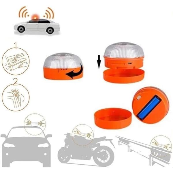 V16 Nødlys, Magnetisk Base, 360° LED Advarselsblink til Biler og Motorcykler