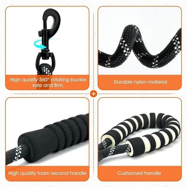 Hundebånd 1,5M - Nylon - Dobbelthåndtak - Reflekterende