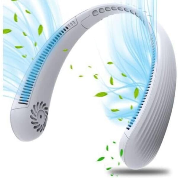 Bærbar USB-halsventilator, bladløs lydløs halsventilator, halskøler - Ren hvid