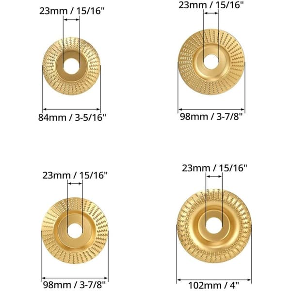 4-delt træslibeskivesæt. Træslibeskive. 22,2 mm indvendig diameter til vinkelslibere.