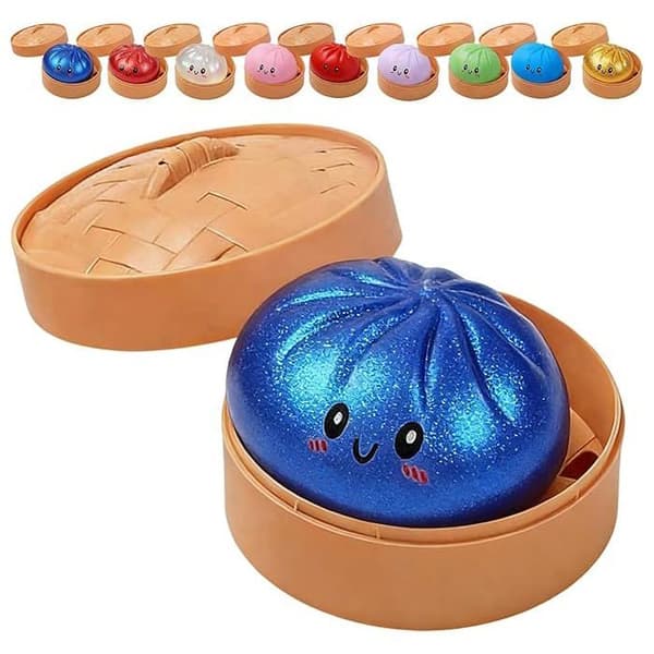 Glitterklimp, Squishy Glitter \"Klimp\" med låda, Sensorisk klämleksak för stresslindring (blå)