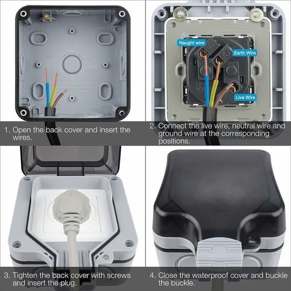 IP66 Waterproof Outdoor Socket. Complete Power Outlet. Waterproof Outdoor Socket.