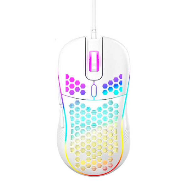 RGB Light USB Wired Gaming Mouse - Wired Model with Adjustable DPI, Compatible with PC White