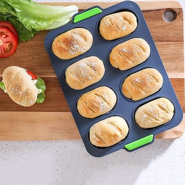 Muffinforme - MARSEE - Baguette Bageplade - Non-Stick Silikone - Grå - Fødevaregodkendt Harpiks