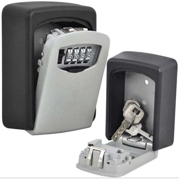 AIMOONSA Outdoor Secure Key Lock Box. Wall-Mounted Key Safe with 4-Digit Code. Security Storage Box with 5 Keys. For School, Garage, Home