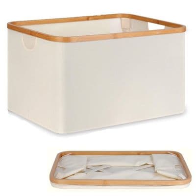 Tvättkorg, vikbar 50L tvättkorg i bambufiber (1 styck, lämplig för tvättstuga, sovrum, etc.)