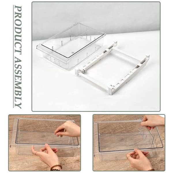 Refrigerator Storage Box. 30.5 x 20 x 9.5 cm. Expandable Transparent Refrigerator Drawer Storage Box.