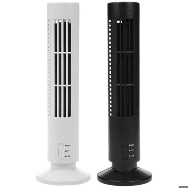 33cm ABS Bladeless Tower Fan, 2 hastigheter, USB-driven, för kontor/hem
