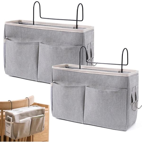 Bedside Caddy. Hanging Bedside Organizer. Bedside Pocket. Hanging Bedside Storage. For Office. Bedroom. Kitchen (Grey)