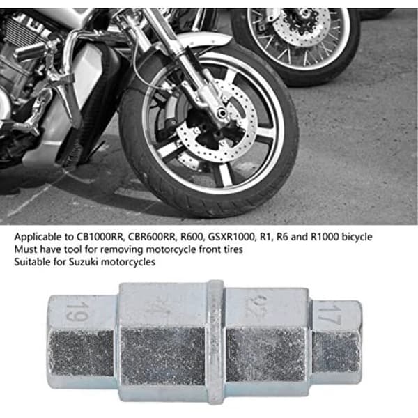 Motorcycle Hex Axle Tool. Front Wheel Axle Hex Adapter. Multifunctional Hex Spindle Adapter 17mm, 19mm, 22mm, 24mm (Silver)
