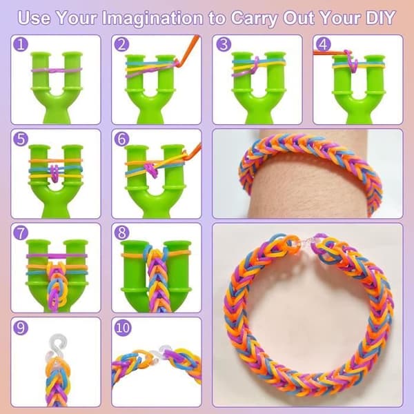 2500-styks armbåndsfremstillingssæt - Elastisk - Farverigt - Til børn fra 3 år og opefter