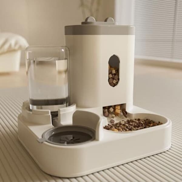 2-i-1 Kattefôr/Tørrfôr Dispenser. Automatisk Fôr- og Vanndispenser for Små Kjæledyr