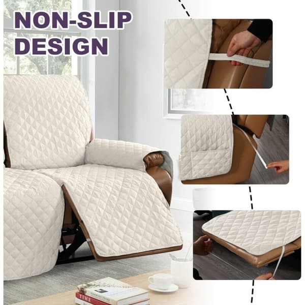 Halkfritt överdrag för vilstol. Överdrag för vilstol med elastisk rem. Soffa för hem med husdjur och barn (Ivory, 2-sits/Loveseat)