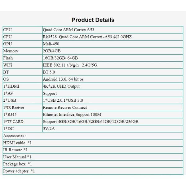 8K Android TV-boks Android 13 - HK1 RBOX K8S - Dobbel Wi-Fi 2.4G/5.8G - 8K-spiller - Bluetooth 5.0