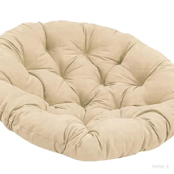 Rund vadderad sittdyna 50 x 50 cm – äggformad, khaki och vit, inomhus, elegant stil