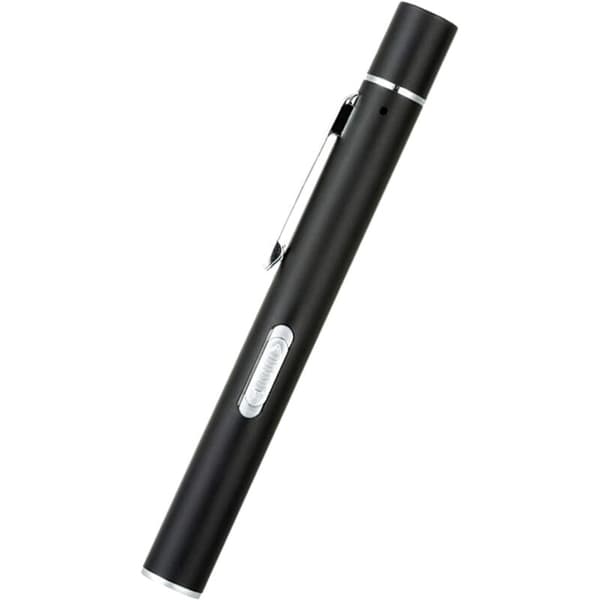 Rechargeable USB Mini Flashlight with 2 LED Lights. Pocket Clip (Black)