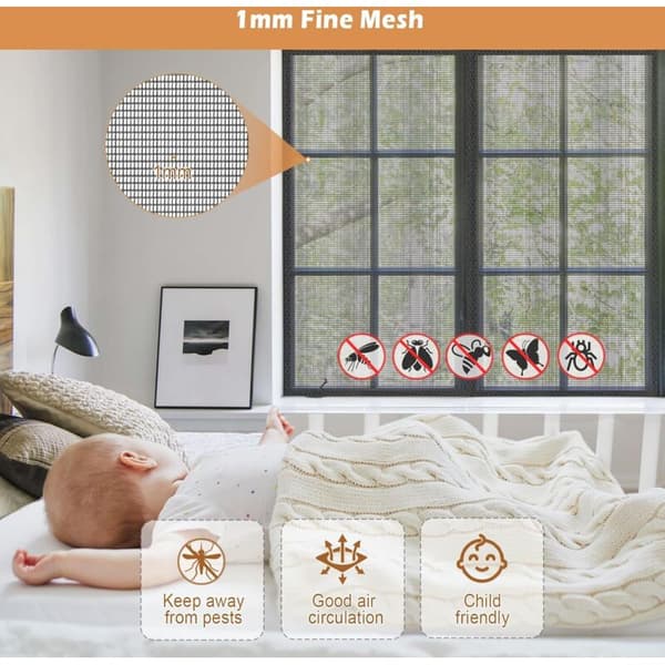 Magnetic Window Screen. 100x130 cm Magnetic Window Screen with Precise Mesh. No Drilling Required. Quiet, Automatically Closing Magnetic Window Screen