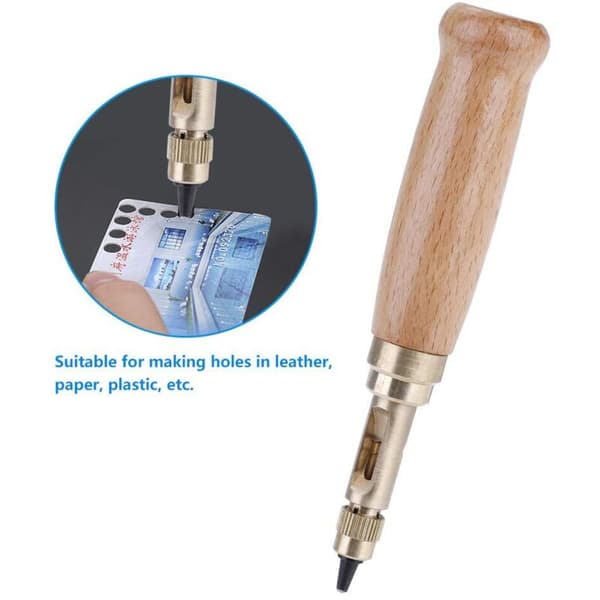 Leather Punch. Automatic Belt Punch with 1.5/2/2.5/3/3.5/4 mm Punch Tips