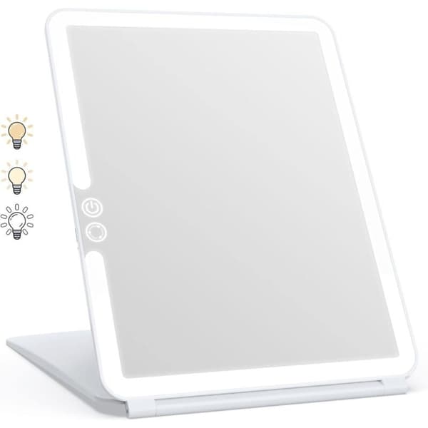 Makeup Mirror. Illuminated Makeup Mirror with 72 LED Lights. 2000mAh USB Rechargeable LED Mirror. Touch Screen Travel Mirror (White)