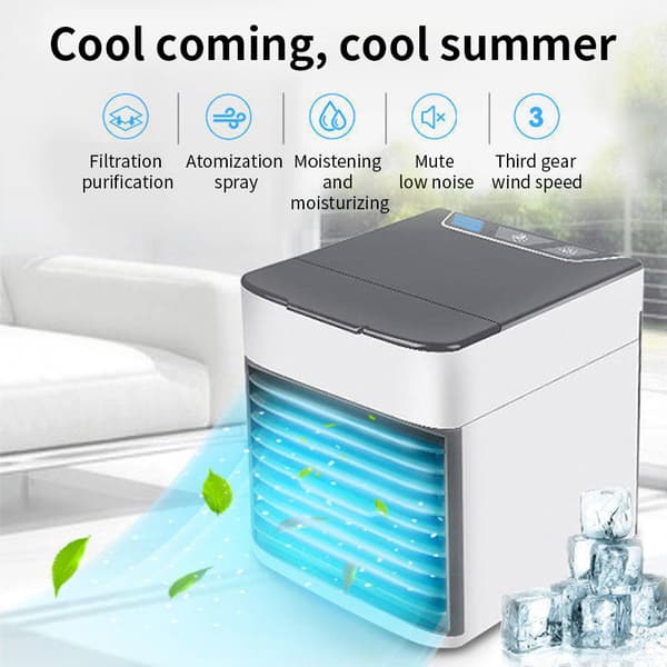 Mini USB klimaanlægsventilator, bærbar luftkøler, luftfugter og renser til bil, kontor, hjem