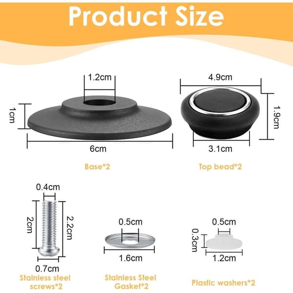Universal Bakelite and Stainless Steel Knobs. Anti-Scald Replacement Handles for Pot Lids. For Glass Lid Handles. Universal Kitchen Knobs