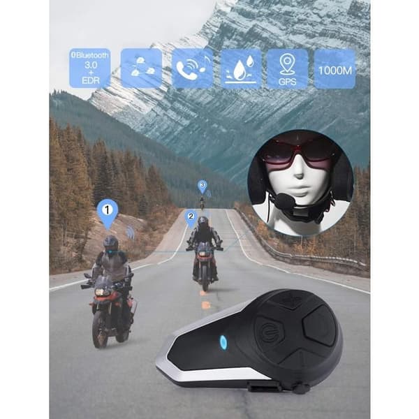BT-S3 Bluetooth Motorcykelhjälm Intercom - 1000m Räckvidd - Uppladdningsbart Litiumpolymerbatteri