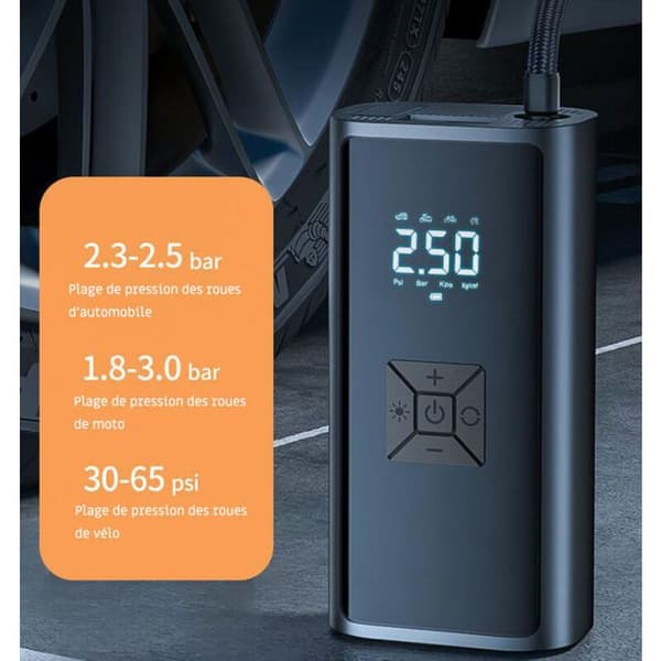 Trådløs dekkoppblåser - Medium - 6000mAh batteri - Automatisk avslåing - Innebygd LED