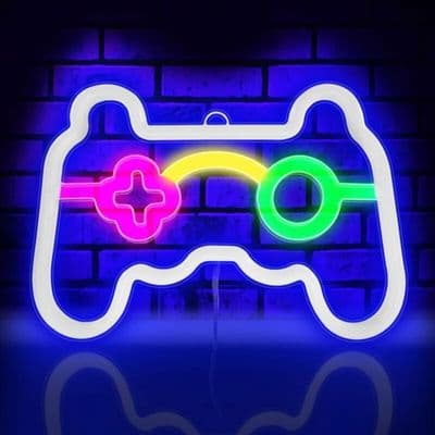 Gamepad-formad LED-skylt, batteri- eller USB-driven, väggdekoration för spelrum