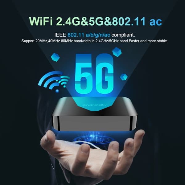 Android 14 Smart TV Box - Quad Core - 4K-opløsning - 2.4/5G WiFi - Bluetooth 5.0 - 1GB RAM