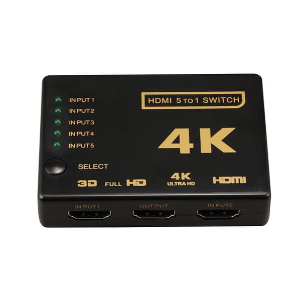 HDMI-switch 5x1 - 4K / 3D med fjärrkontroll