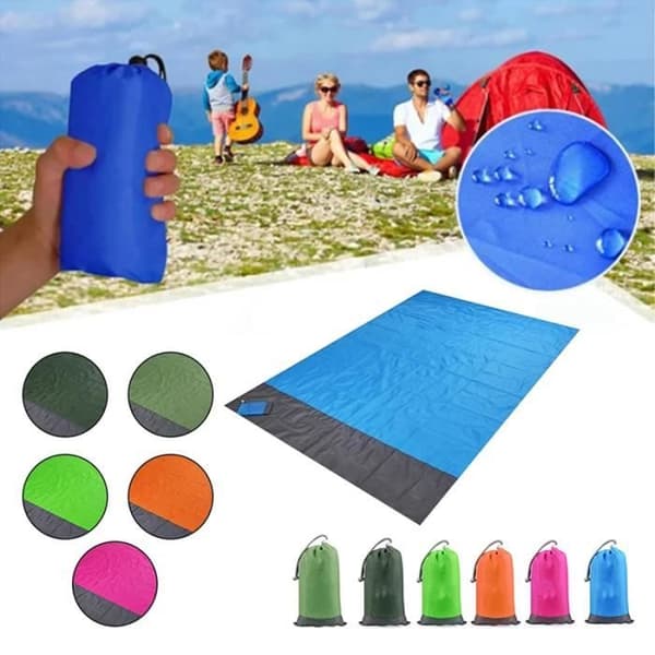 Vandtæt strandmåtte camping picnictæppe sandfrit foldbart bærbart til strand picnic have - grøn - 210x200cm