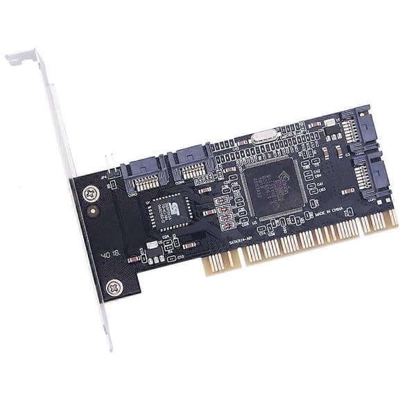 4 Portar PCI SATA Raid Controller Internt Expansionskort med Två Sata-kablar, för Stationär PC, Stöd