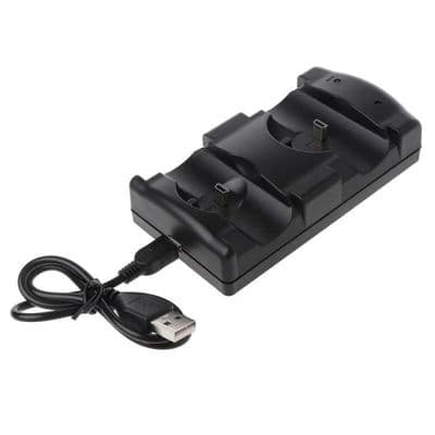 Videospil, Universal Dobbelt Oplader Ladestation, Sort, USB-drevet, til PS3 Move Trådløs Controller - A