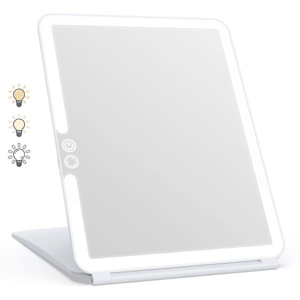 Makeup Mirror. Illuminated Makeup Mirror with 72 LED Lights. 2000mAh USB Rechargeable LED Mirror. Touch Screen Travel Mirror (White)