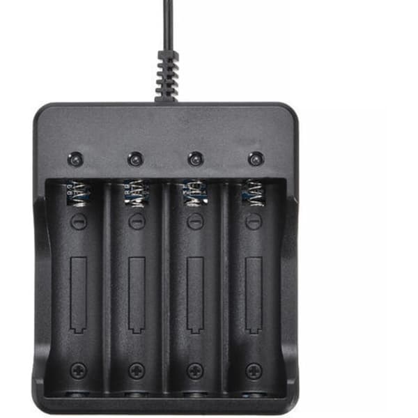 Rask lader for AA- og AAA-batterier. Passer til batterier: 10440, 14500, 17670, 18650, 18700.