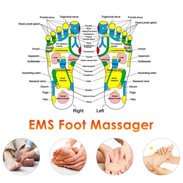 EMS Fodmassage måtte med 6 justerbare tilstande og 19 intensitetsniveauer - Fysioterapi til fødder