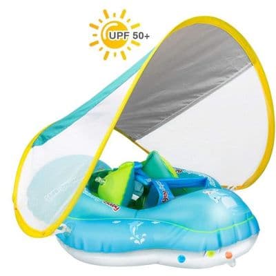 Babysimring - Babyflottör med UV-skydd - Uppblåsbar simring - Blå