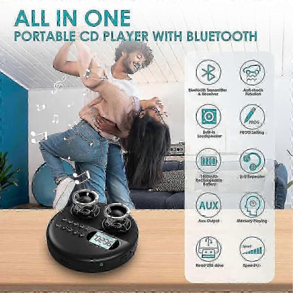 Ladattava CD-soitin Bluetooth-yhteydellä ja ASP LCD-näytöllä