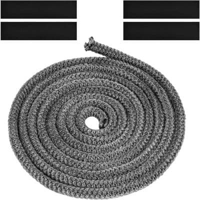 Flätad packning för eldstadsinsatser och kaminer, 8 mm x 2,5 m glasfiberpackning med 4 remsor, brandsäker packning, resistent mot 600°C
