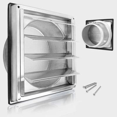 125 mm Ventilationsrist, 304 Rustfrit Stål Tilbageløbsventil Vejrbestandig Rist, Rustfri Stål Ventilation, til Varmegenvindingsanlæg