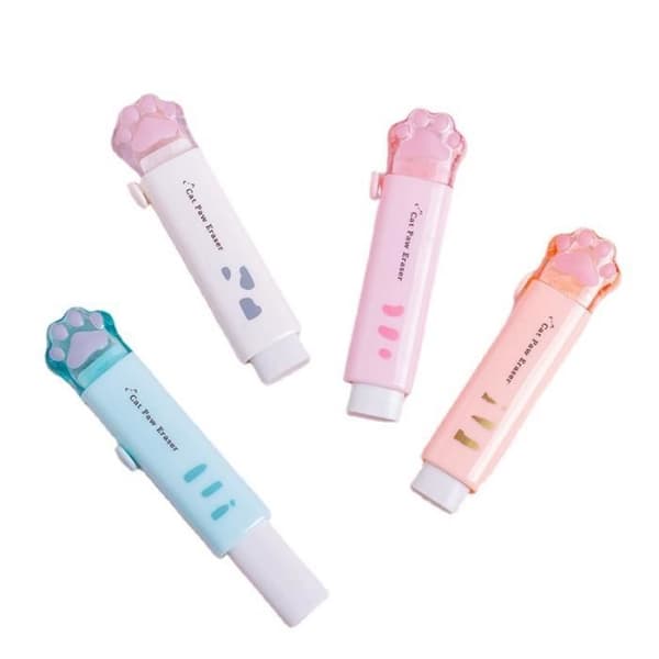 Suddgummi - Kattassdesign - 4 delar - Skolmaterial - Presentpapper