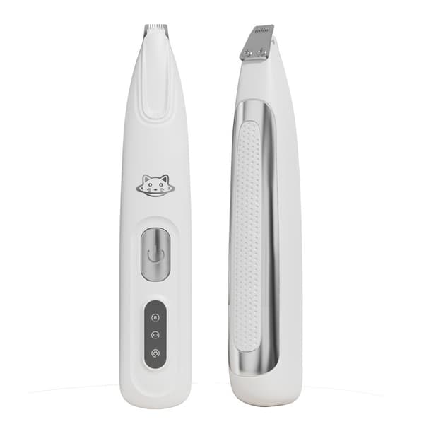 Washable Pet Trimmer: Rechargeable, LED Light, Quiet & Waterproof Clipper White