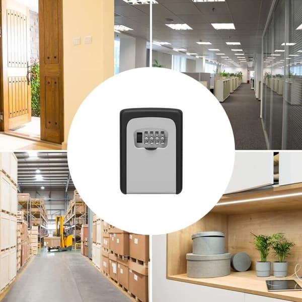 Secure Key Safe/Key Box for Outdoor Use with 4-Digit Code, Waterproof and Rustproof, for Garages, Schools and Offices. Grey