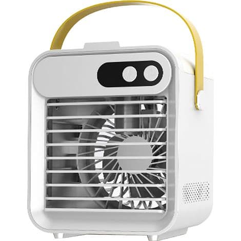 Airconditioningsblæser med telefonholder, spejl, luftkøler og luftfugter, 180 ml, 3 hastigheder, USB