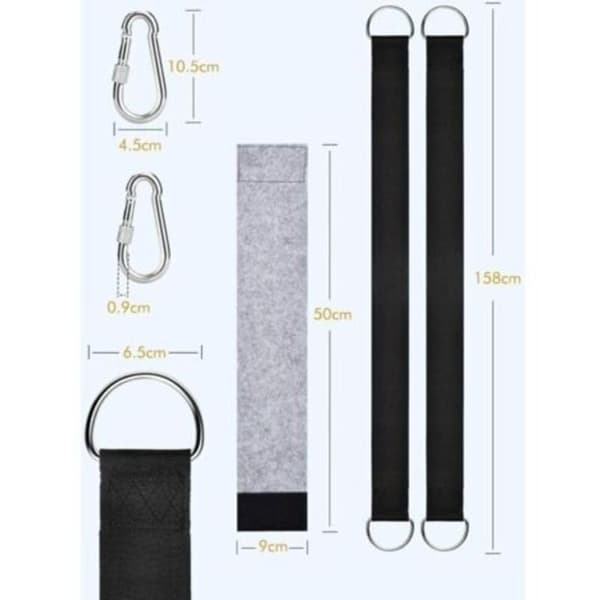 AIMOONSA Tree Swing Strap. Extra Long 158 cm Hammock Tree Straps with 2 Lockable Carabiners and D-rings. Hammock Support and Attachment.