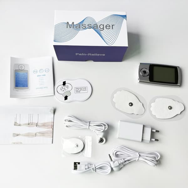 TENS device EMS muscle stimulator with 16 massage modes Silver