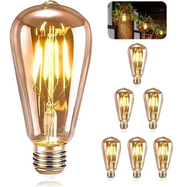 Vintage E27 LED-lamppu - 4W - Lämmin keltainen - 6 kpl - Sisustus